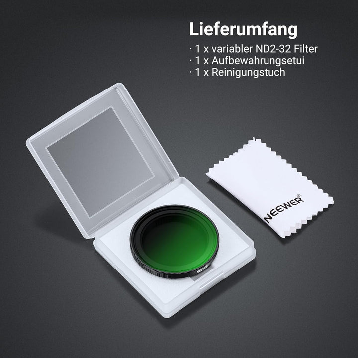 NEEWER Variabler ND Filter kompatibel mit DJI Osmo Action 5 Pro/4/3, ND2-32, 1-5 Stop, Snap On, mehr