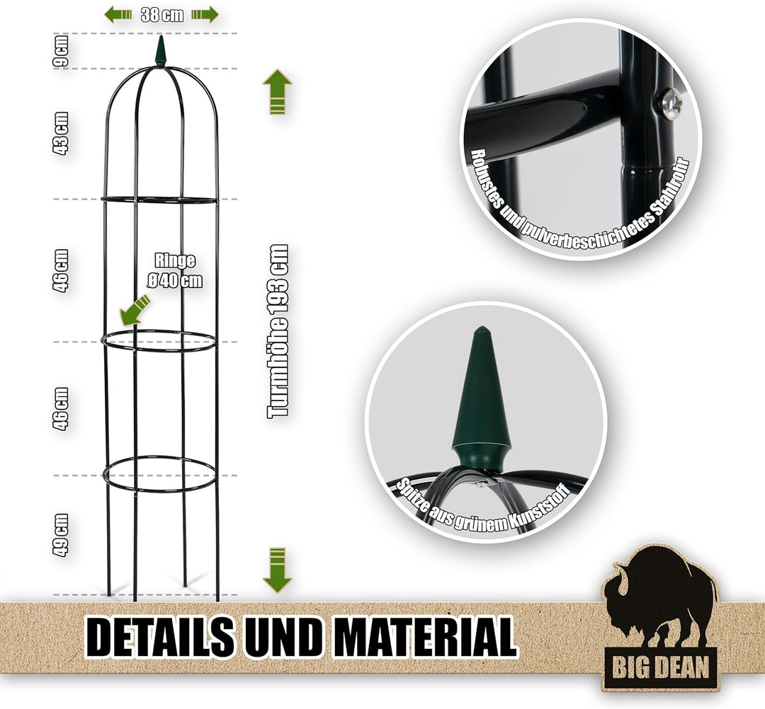 BigDean Rankgitter Metall Rosen Spalier 1,93 hohe Rankhilfe Garten