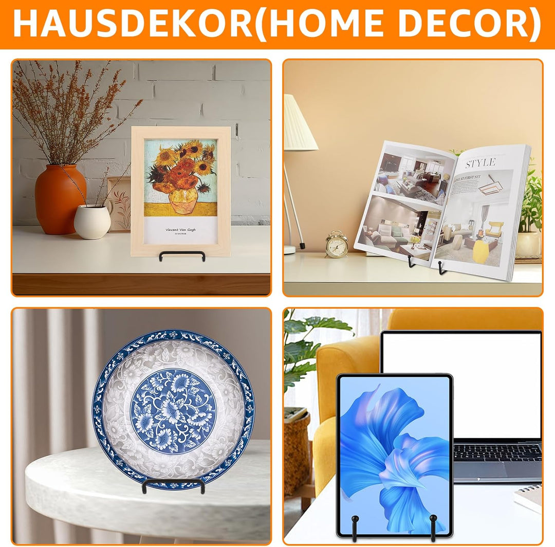 10 Stück Tellerständer Metall, 6 Zoll Deko Tellerhalter Metall Buchaufsteller Schwarz, Eisen Display