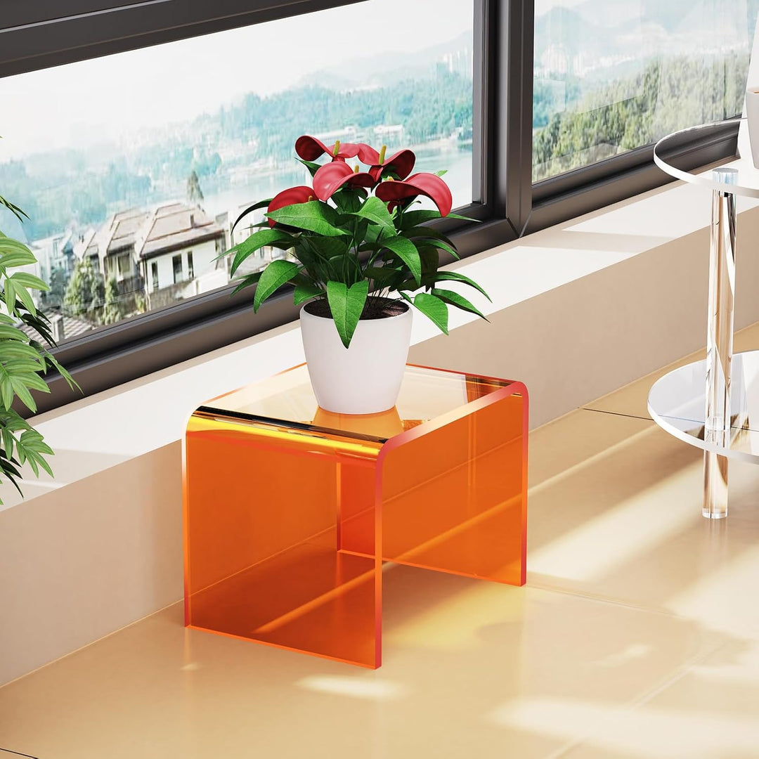 Acryl-Tritthocker, Kleiner transparenter Fusshocker für Badezimmer, Schlafzimmer, Küche, belastbar b