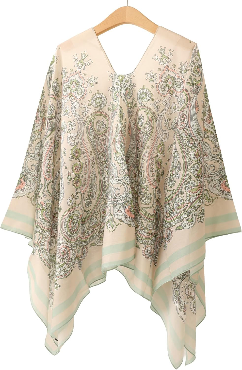 Damen 2-in-1 Sommer Poncho Schal aus Seide & Baumwolle Mix leicht Umschlagtuch Tunika Schultertuch f