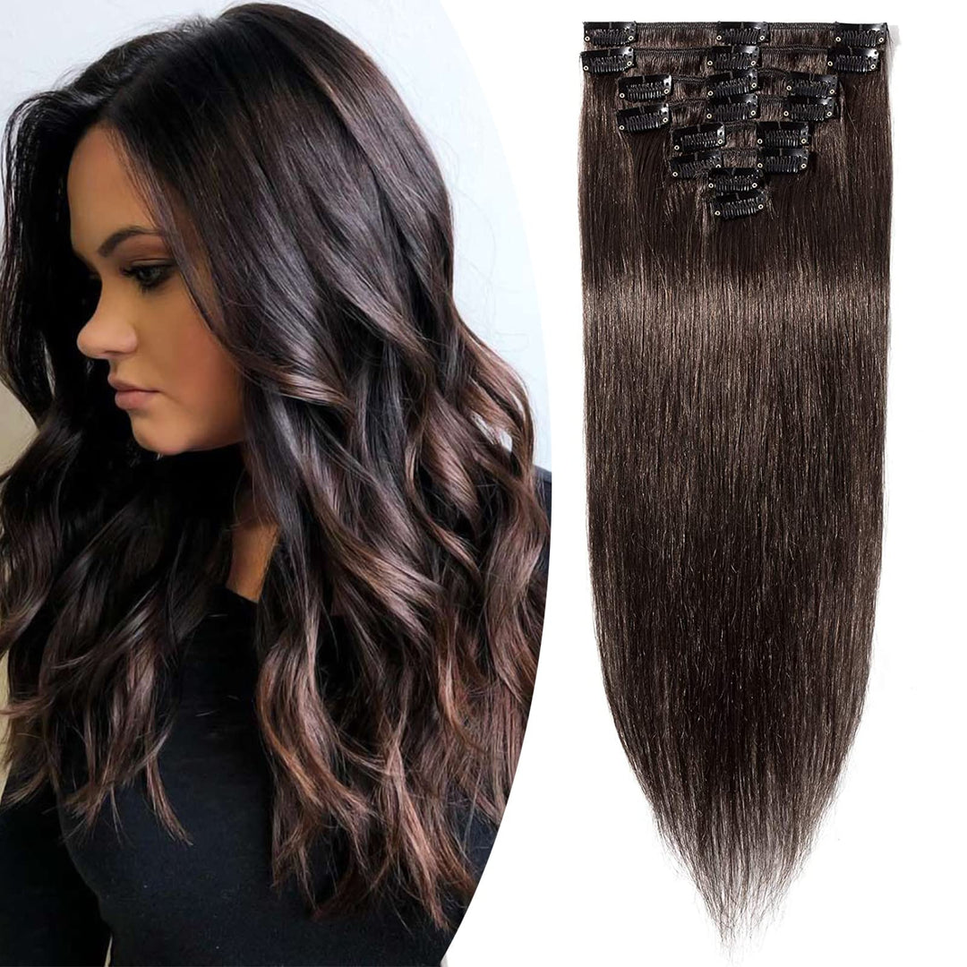 SEGO Extensions Clip in Echthaar 8 Pcs Remy Haarverlängerung Natürliche Haarteil glatt 100% Menschli