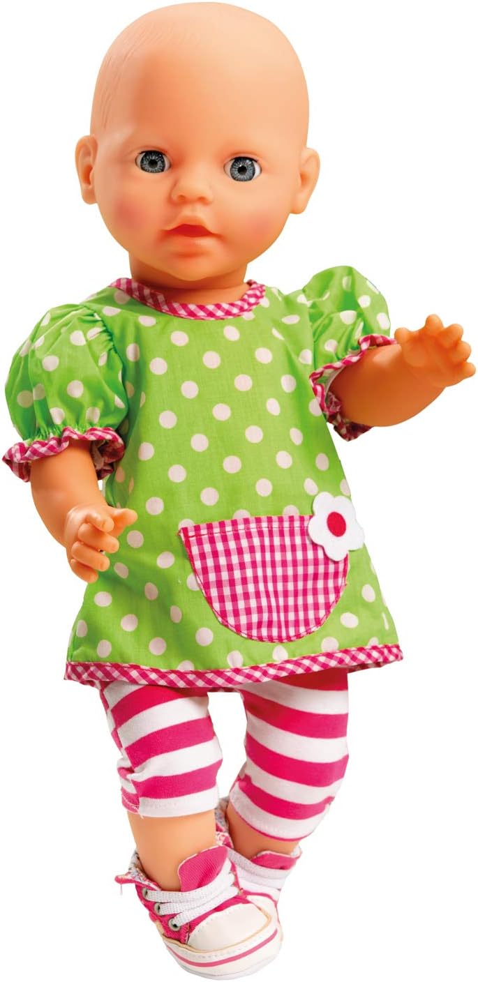 Heless 1255 - Bekleidungs-Set für Puppen, 2 teilig mit Hängerchen und Leggings, Grösse 28 - 35 cm Hä
