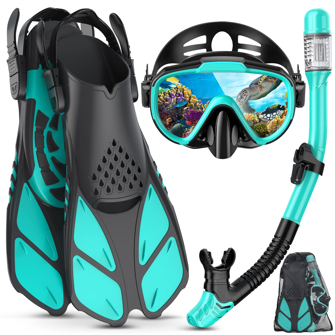Lealinga Schnorchelset Erwachsene mit Verstellbare Taucherflossen Anti-Leck &amp; Anti-Fog Taucherbrille