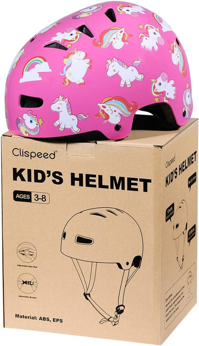 CLISPEED Kinder Fahrradhelm Einhorn, Verstell- Und Multisport Fahrradhelme für 3-8 Jahre, Kleinkind