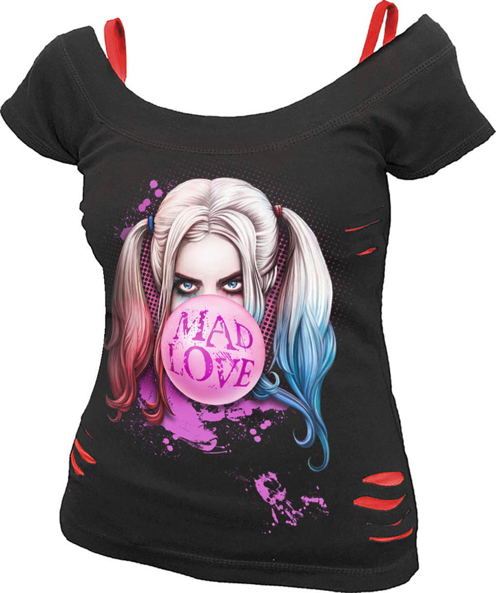 DC Comics Damen T-Shirt L Black & Red, L Black & Red