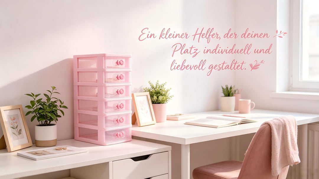 Niedliche rosa Farbe Aufbewahrungsbox Desktop Organizer Badezimmer Schlafzimmer Schmuck Aufbewahrung