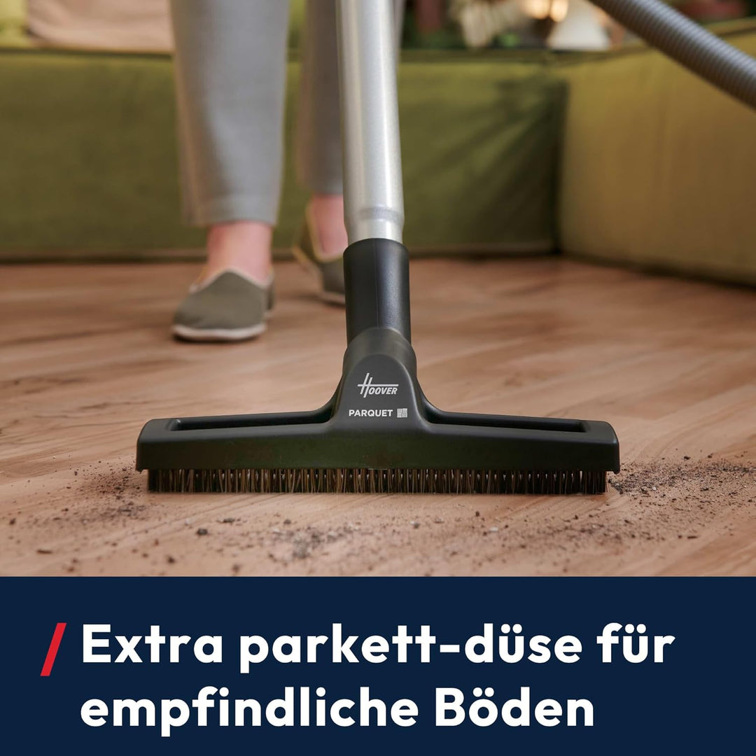 Hoover HP1 Staubsauger beutellos, leistungsstarker Bodenstaubsauger mit 2L-Behälter, EPA-Staubfilter