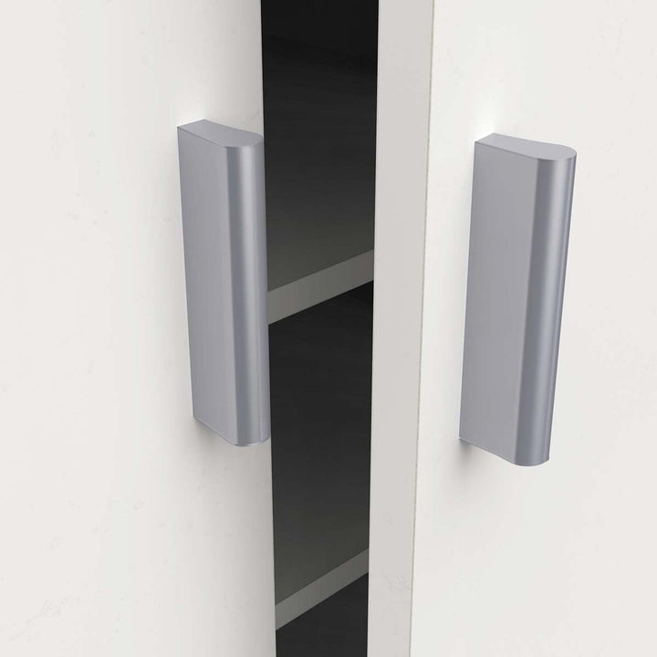 Multifunktions-Kleiderschrank mit zwei Türen mit sechs Einlegeböden, Farbe Weiss, Masse 55 x 108 x 3