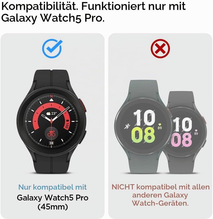 Spigen Rugged Armor Pro Armband mit Hülle Kompatibel mit Galaxy Watch 5 Pro 45mm (2022) - Schwarz, S