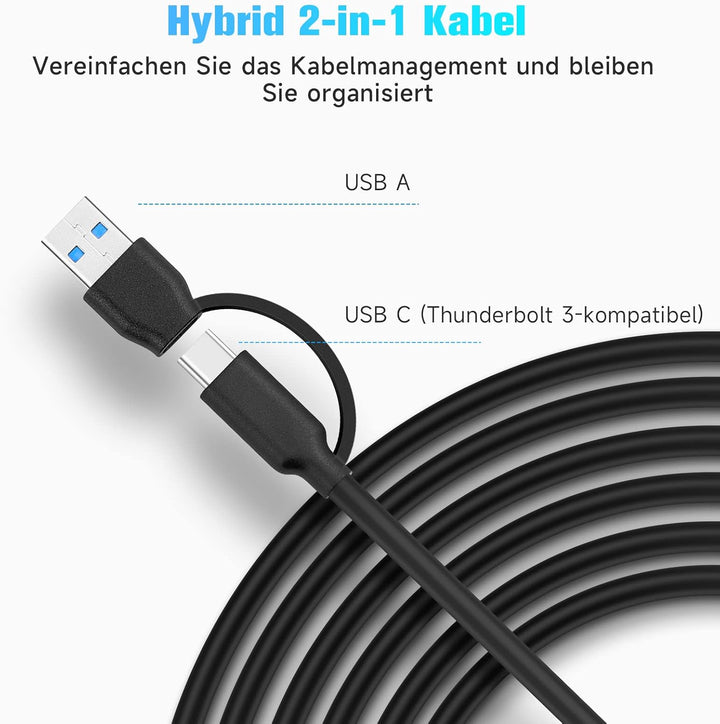 USB C Hub Aktiv mit Netzteil, RSHTECH 7-Port USB C 3.2 Hub Aktiv mit 3*10Gbps USB 3.2-Port (2*Typ-C,