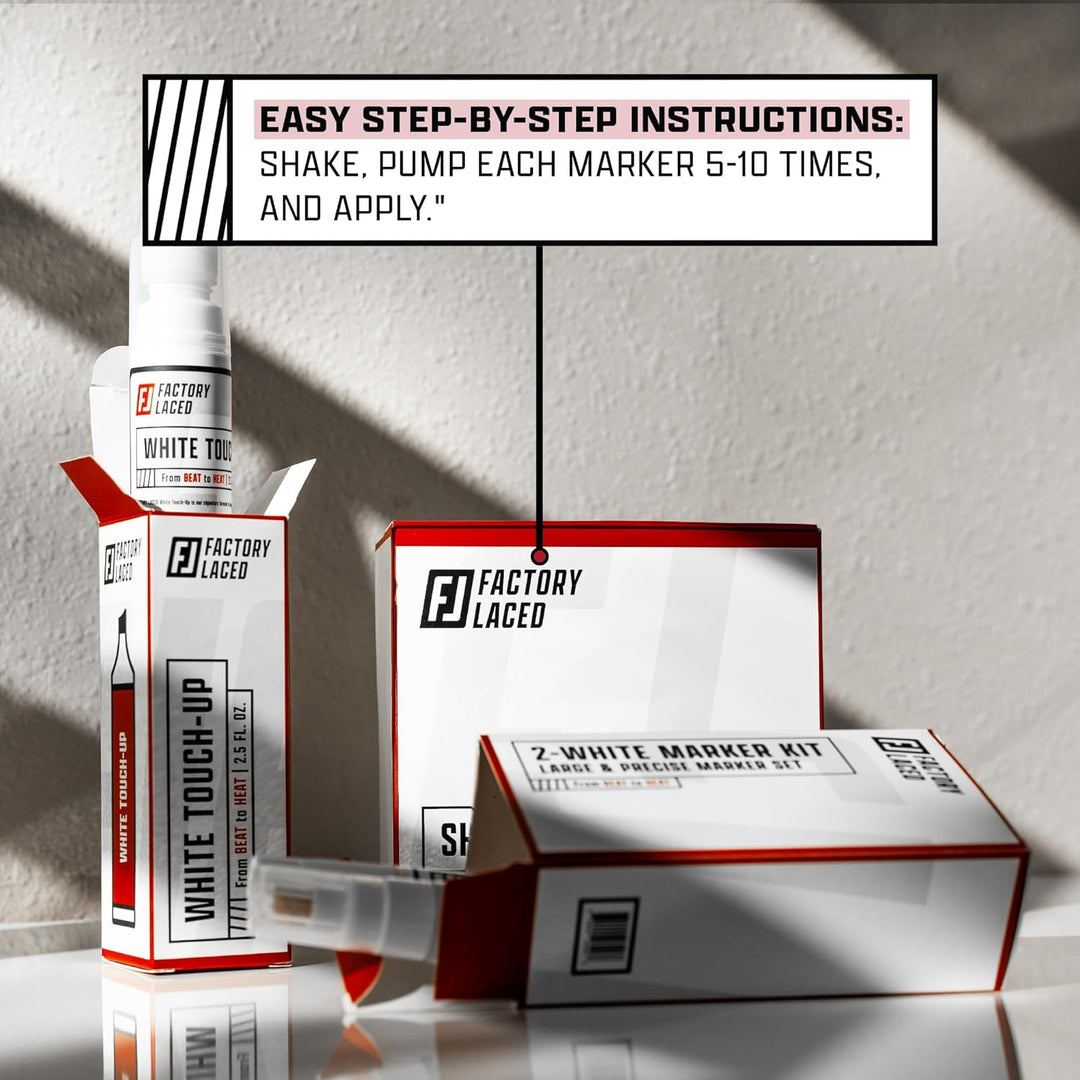 FACTORY LACED Sneaker Reiniger Weiss Set inklusive Weisser Ausbesserungsstift, Premium-Zwischensohle
