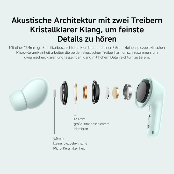 XIAOMI Redmi Buds 6:Bluetooth Kabellos Kopfhörer in-Ohr, Duale Treiber, Integrierter immersiver Soun