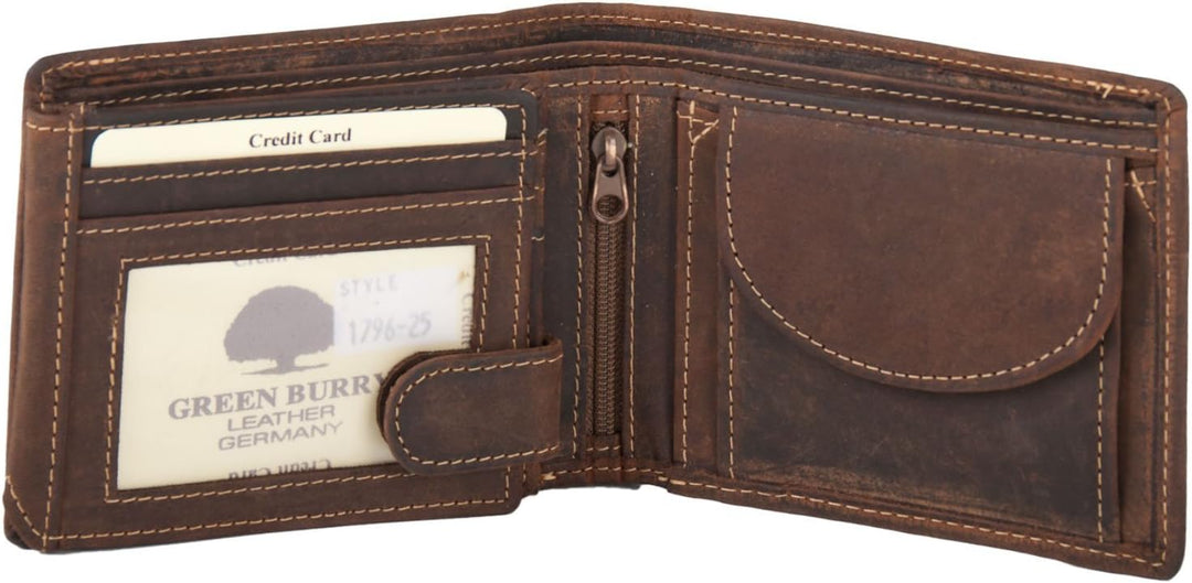Greenburry VINTAGE 1796-25 Leder Herren Geldbörse | Brieftasche | Portemonnaie in Braun