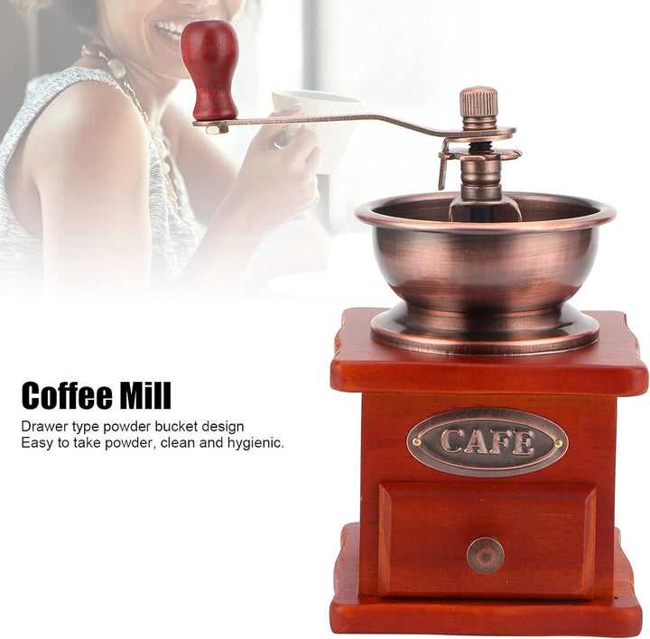 Natudeco Manuelle Kaffeemühle, Handmühle aus Holz, Handkurbel, Kaffeebohnenmühle, Retro-Stil, Kaffee