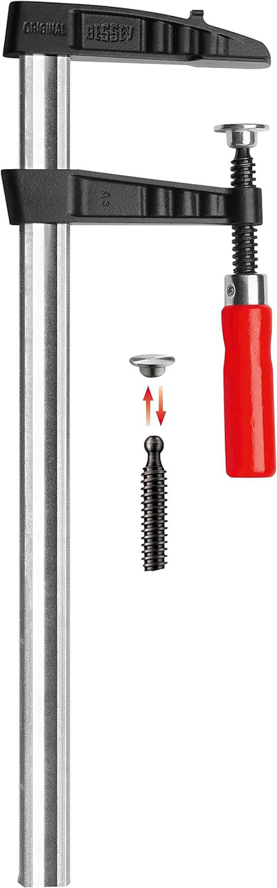 Bessey Temperguss-Schraubknecht TGK80 mit bewährtem Holzgriff, Farbe, 800 mm 800/120, 800/120