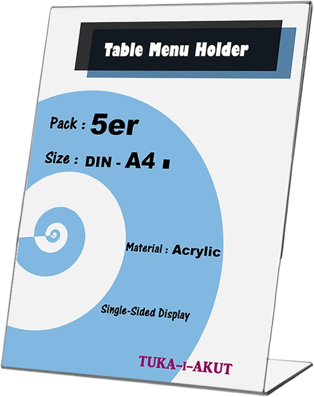 TUKA 10X A4 Hoch Acryl Anzeige-Ständer Plakataufsteller, Tischaufsteller Schräg L-Ständer, Prospekts