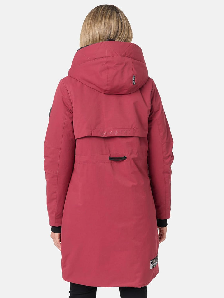 Navahoo Damen Wintermantel warmer Parka lang mit Kapuze Snowelf XS-XXL XS Bordeaux, XS Bordeaux