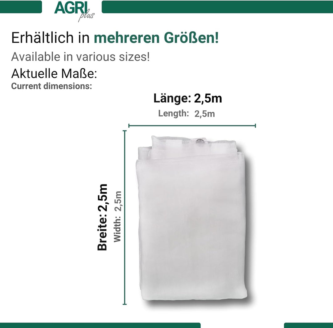 AGRI plus Sandkastennetz mit Ösen I 2,5 x 2,5 m I Verschiedene Masse I Engmaschiges Netz 0,8 x 0,8 m