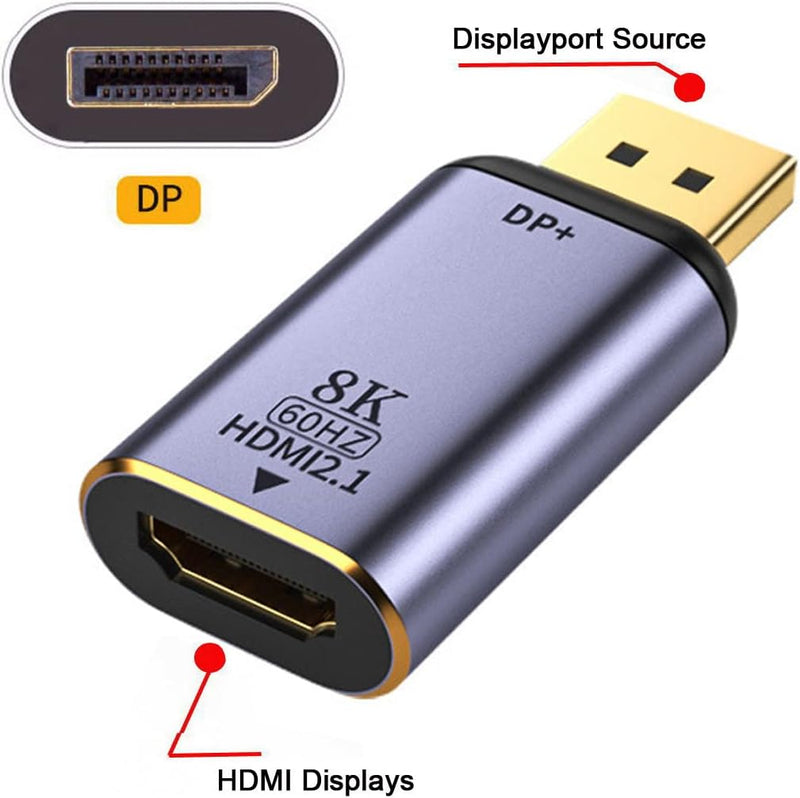 NFHK DisplayPort 1.4 Source to HDMI 2.0 Display 8K 60hz UHD 4K DP to HDMI Male Monitor Adapter Conne