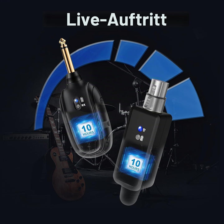 Wireless Microphone Transmitter Receiver 2.4GHz, XLR Microphone Wireless System, Rechargeable Wirele
