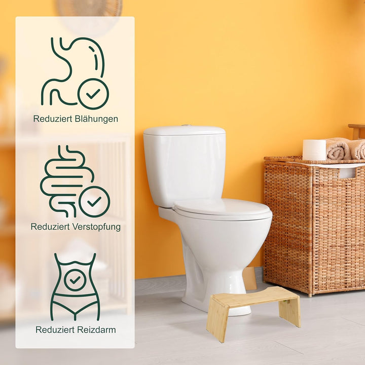 Relaxdays Toilettenhocker, klappbar, Stuhlgang Unterstützung, WC Hocker Erwachsene, Bambus, HxBxT: 1