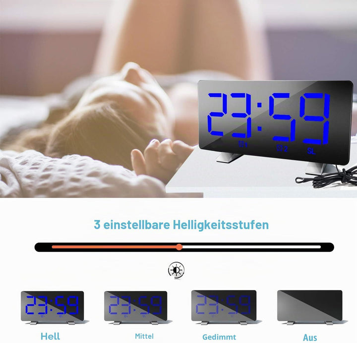 Lancoon Digitaler Radiowecker für das Schlafzimmer Einstellbare Helligkeit und Lautstärke Schlummern