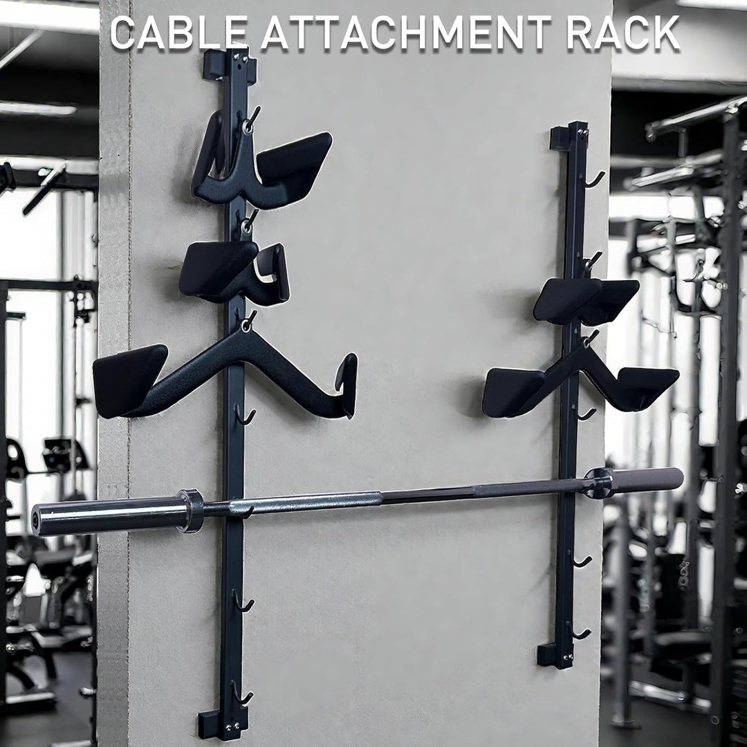 KORIKAHM Lat Pulldown Attachments Storage Rack, Wall Mounted Lat Pull Down Bar Organizer with Heavy