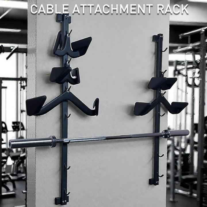 KORIKAHM Lat Pulldown Attachments Storage Rack, Wall Mounted Lat Pull Down Bar Organizer with Heavy