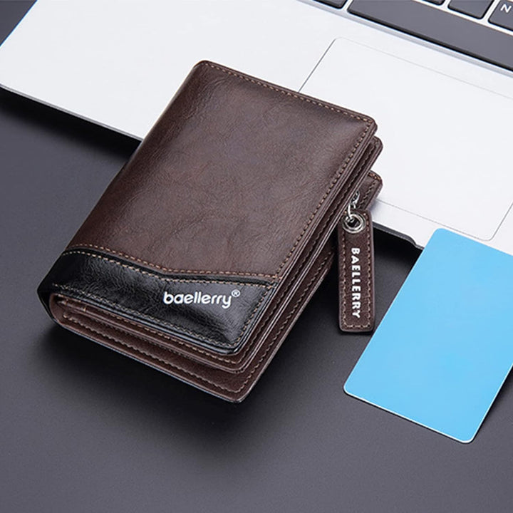 PORRASSO Herren Geldbörse Geldbeutel Kreditkartenetui Leder Brieftasche Wallet Kartenetui Bifold Por