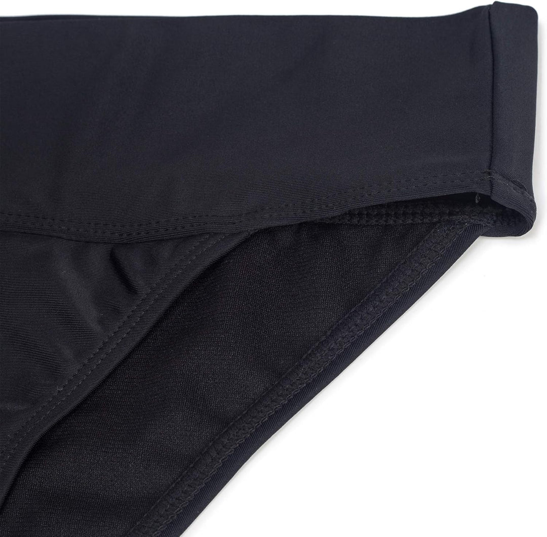 Women Vintage High Waisted Bikini Bottoms Brazilian Ruched High Cut Tankini Panites L Schwarzer Butt