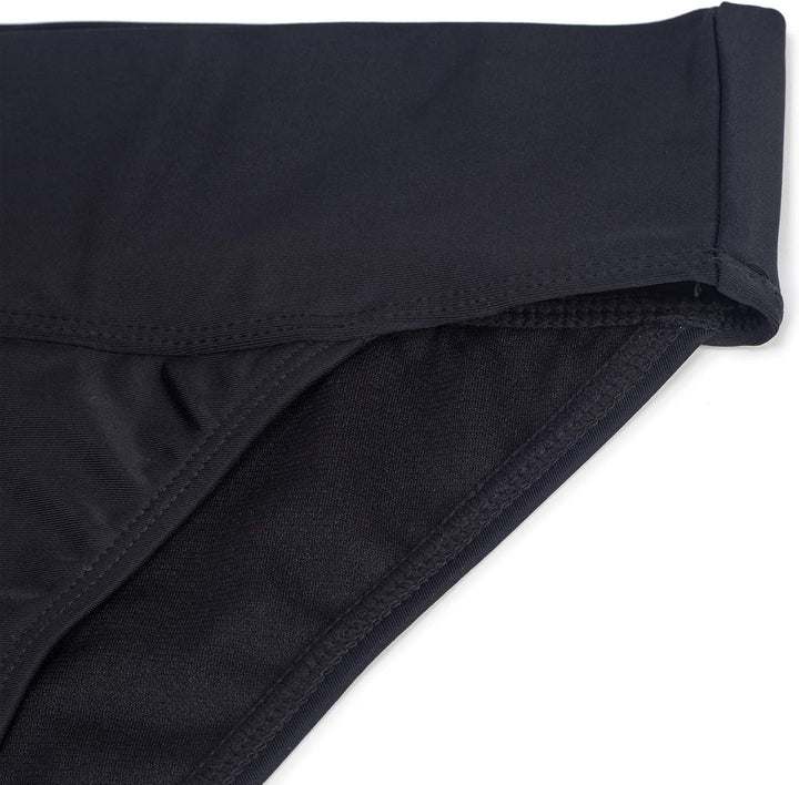 Women Vintage High Waisted Bikini Bottoms Brazilian Ruched High Cut Tankini Panites L Schwarzer Butt