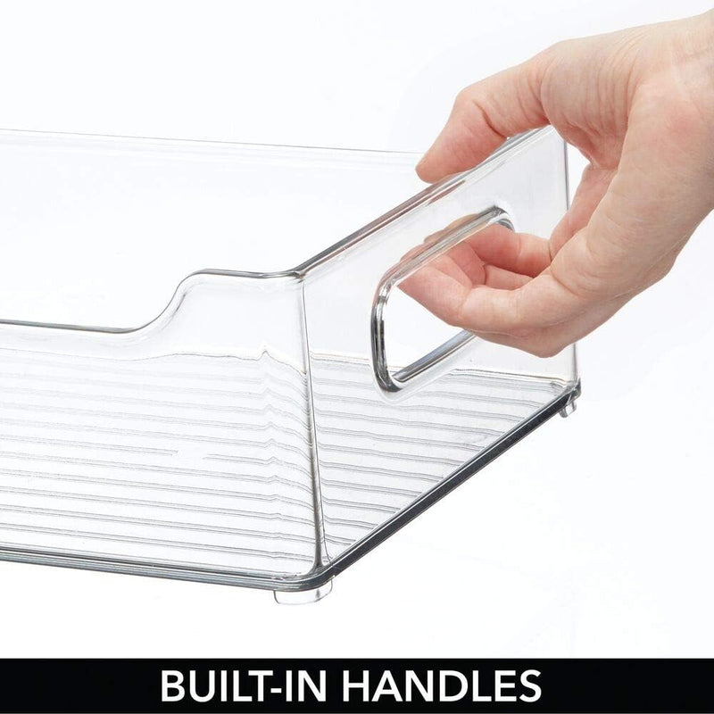 mDesign 4er-Set Ablagebox mit integrierten Griffen – transparente Aufbewahrungsbox mit ansprechendem