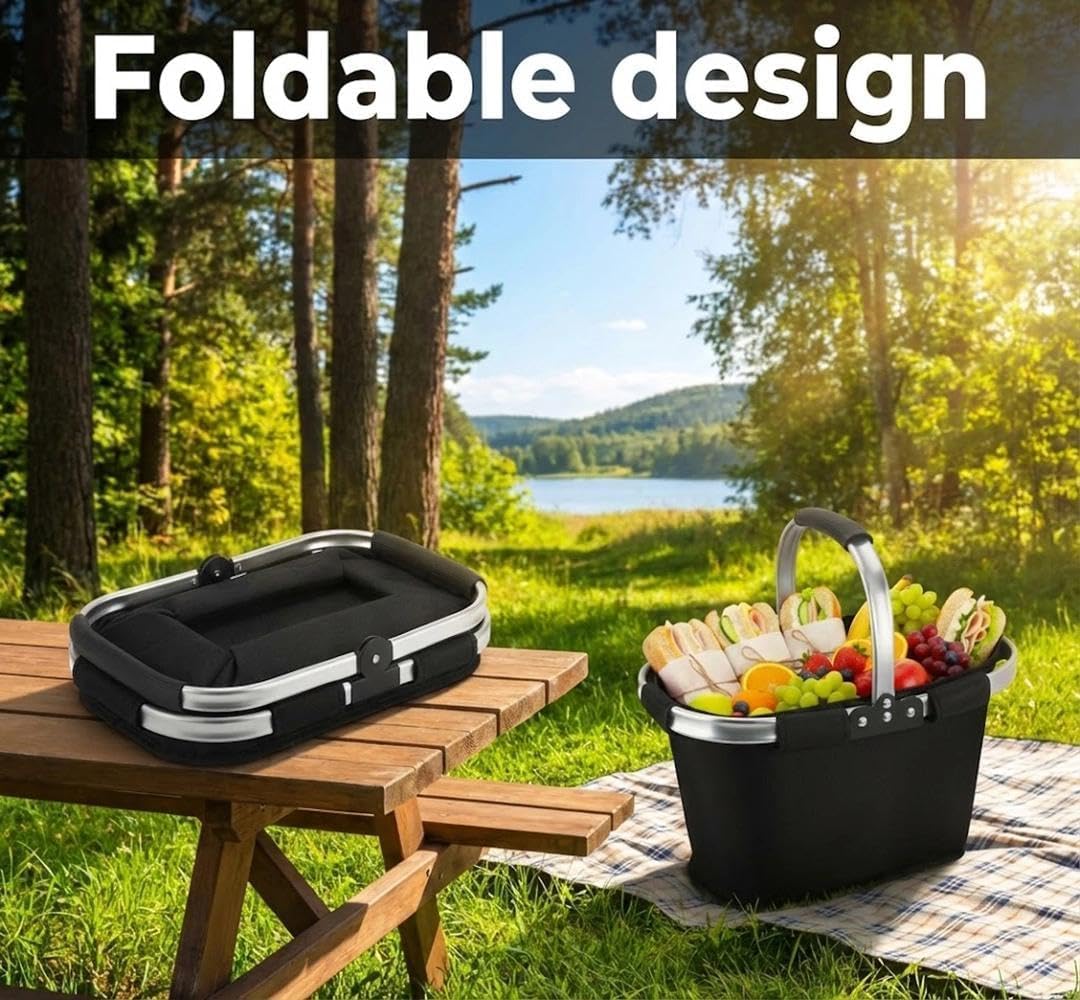 21L Faltbar Einkaufskorb,Picknickkorb,Tragekorb mit gepolstertem Griff,ideal für Einkaufen,Picknick