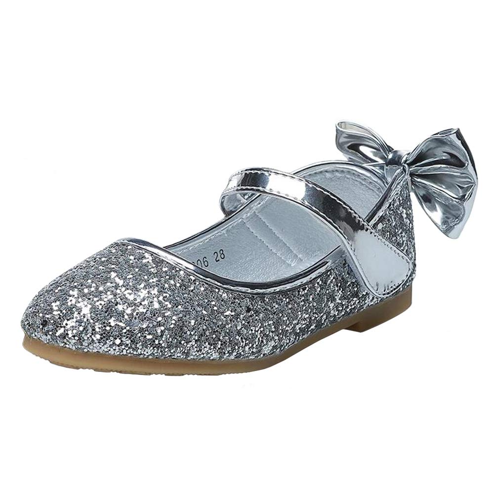 PPXID Mädchen Mary Jane Halbschuhe Glitzer Hochzeitsschuhe Prinzessin Taufschuhe Bequem Ballerinas,