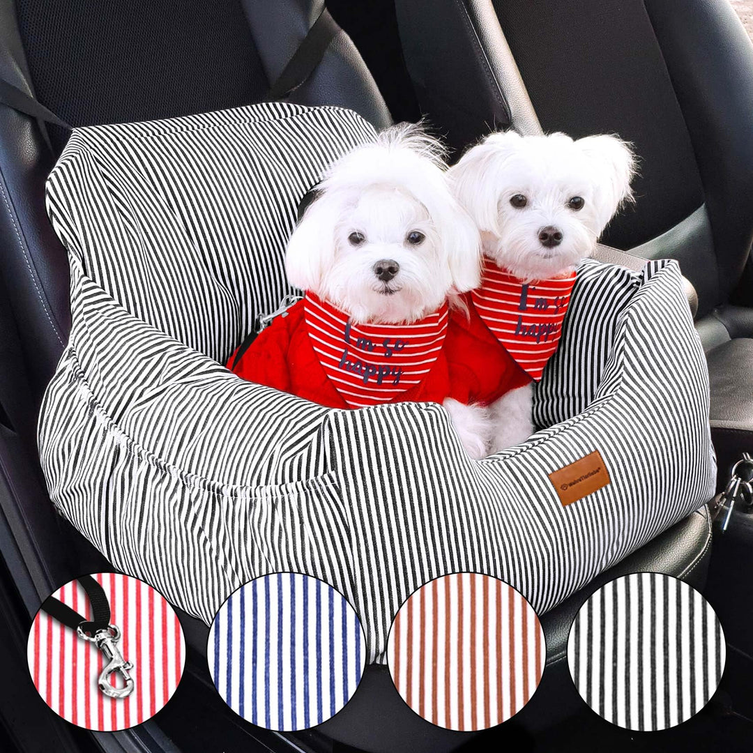 Wahre Tierliebe® - Hunde Autositz inkl. Sicherheitsgurt - waschbarer Hundesitz Auto in schwarz/weiss