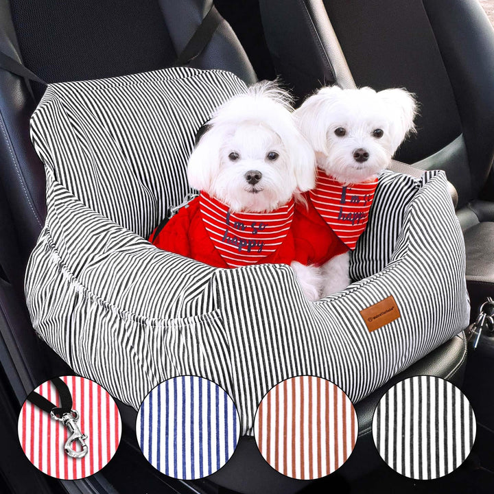 Wahre Tierliebe® - Hunde Autositz inkl. Sicherheitsgurt - waschbarer Hundesitz Auto in schwarz/weiss