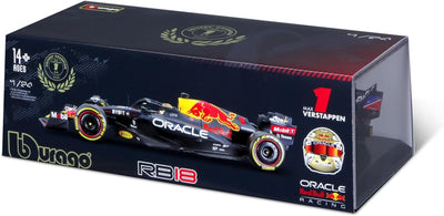 Bburago RedBull RB18 (2022): Modellauto im Massstab 1:24, 1 Max Verstappen, Hardcase, blau (18-28026