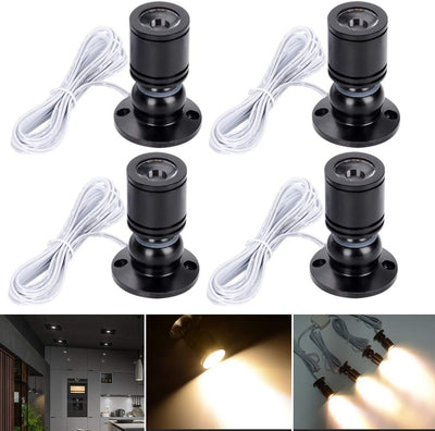 Elitlife 4 Set Mini LED Einbaustrahler Minispot Einbauleuchte LED Schrankleuchte Aluminium Kaltweiss