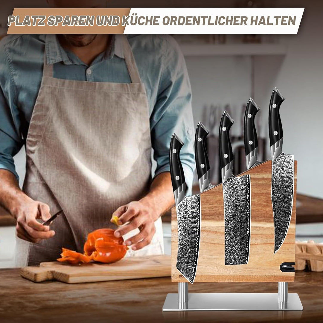 DRAGON RIOT Messerblock Magnetisch mit Schärfer | Moderner Doppelseitiger Magnetischer Messerhalter