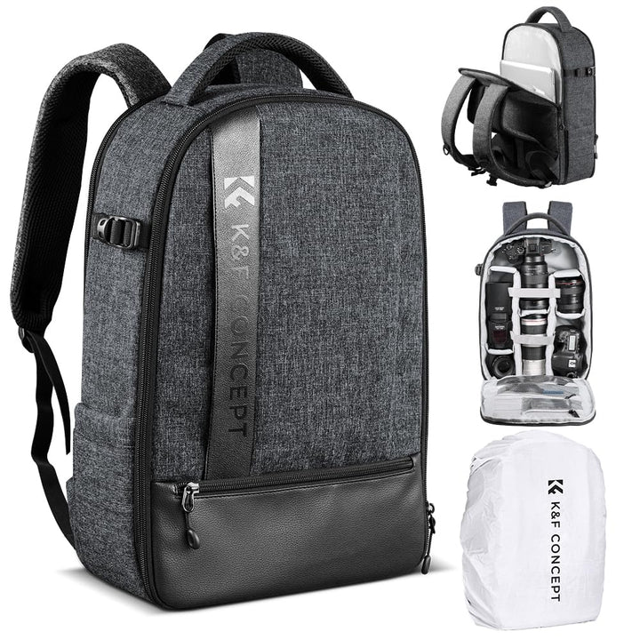 K&F CONCEPT 18L Kamerarucksack, Fotorucksack mit 15.6 Zoll Laptopfach, Grosse Kapazität Camera Backp