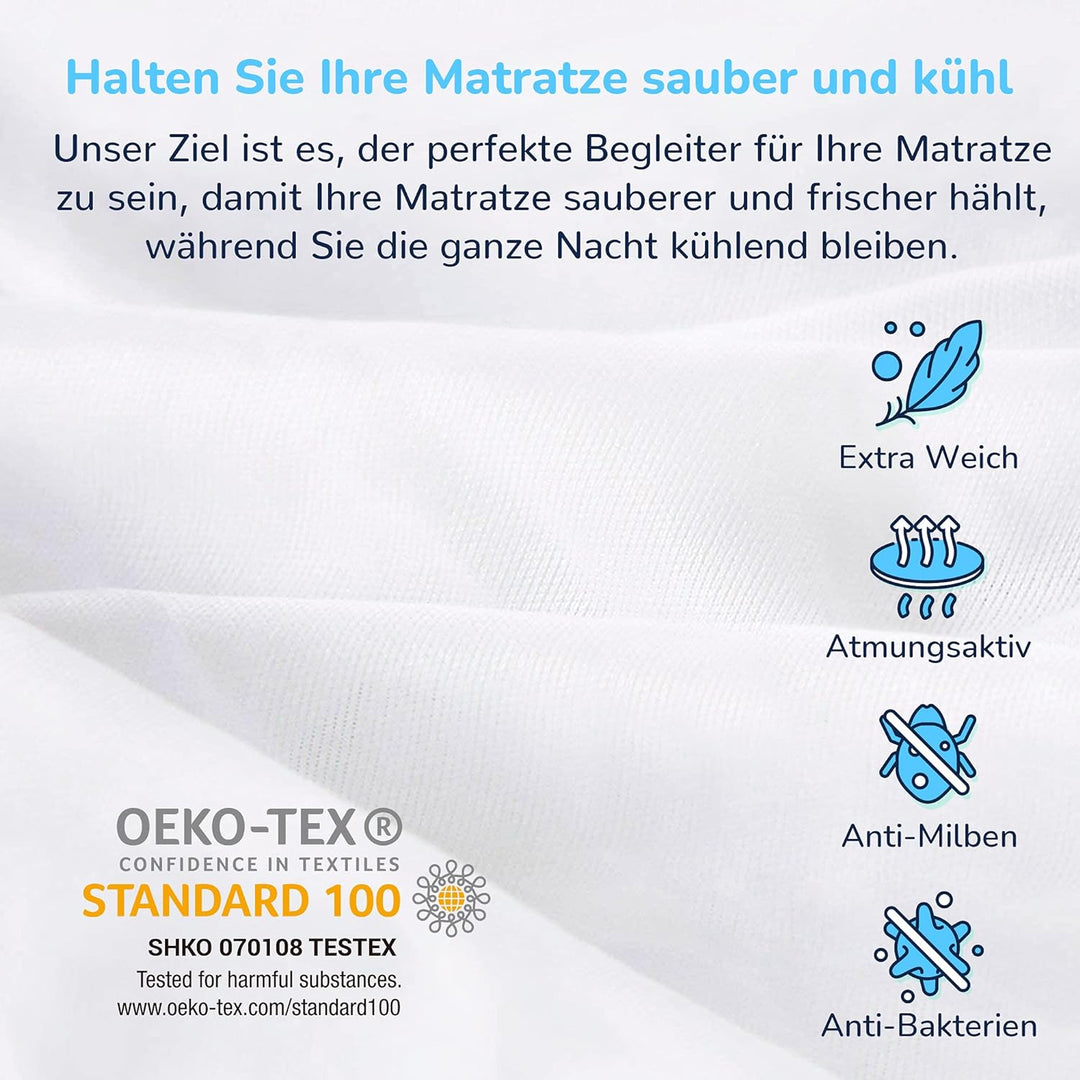 RECCI Wasserdichter Matratzenschoner 140 x 200 cm, Anti-Milben und -Bakterien Matratzenauflage, masc