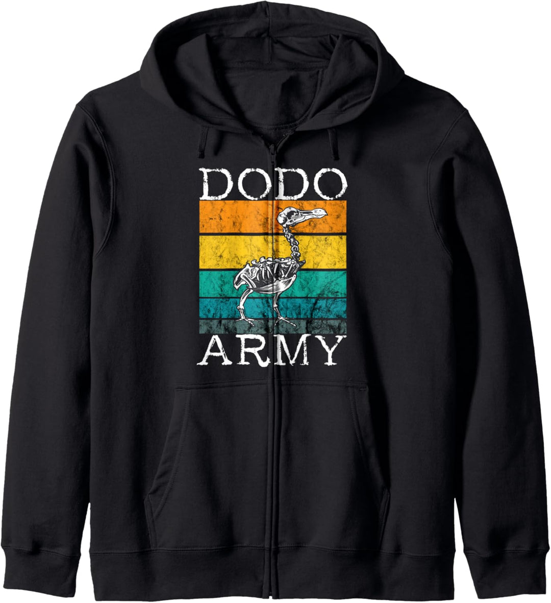 Dodo Army Vogel Vogelart Dronte Skelett Retro Vintage Sunset Kapuzenjacke