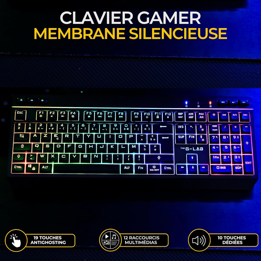 The G-Lab - Combo Tungsten EX – kabellose Tastatur – Dreifache Verbindung 2,4 GHz/BT/kabelgebunden –