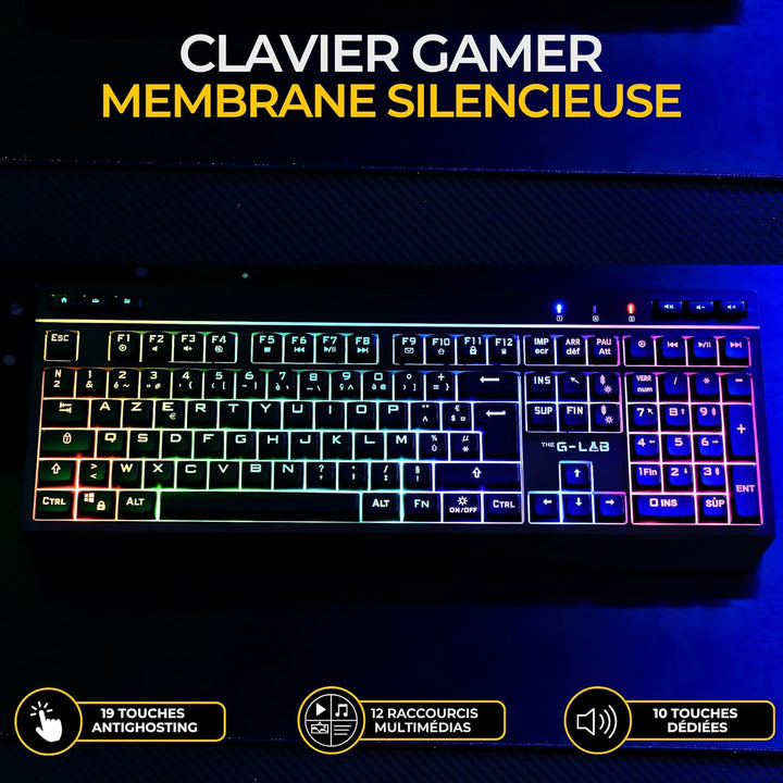 The G-Lab - Combo Tungsten EX – kabellose Tastatur – Dreifache Verbindung 2,4 GHz/BT/kabelgebunden –