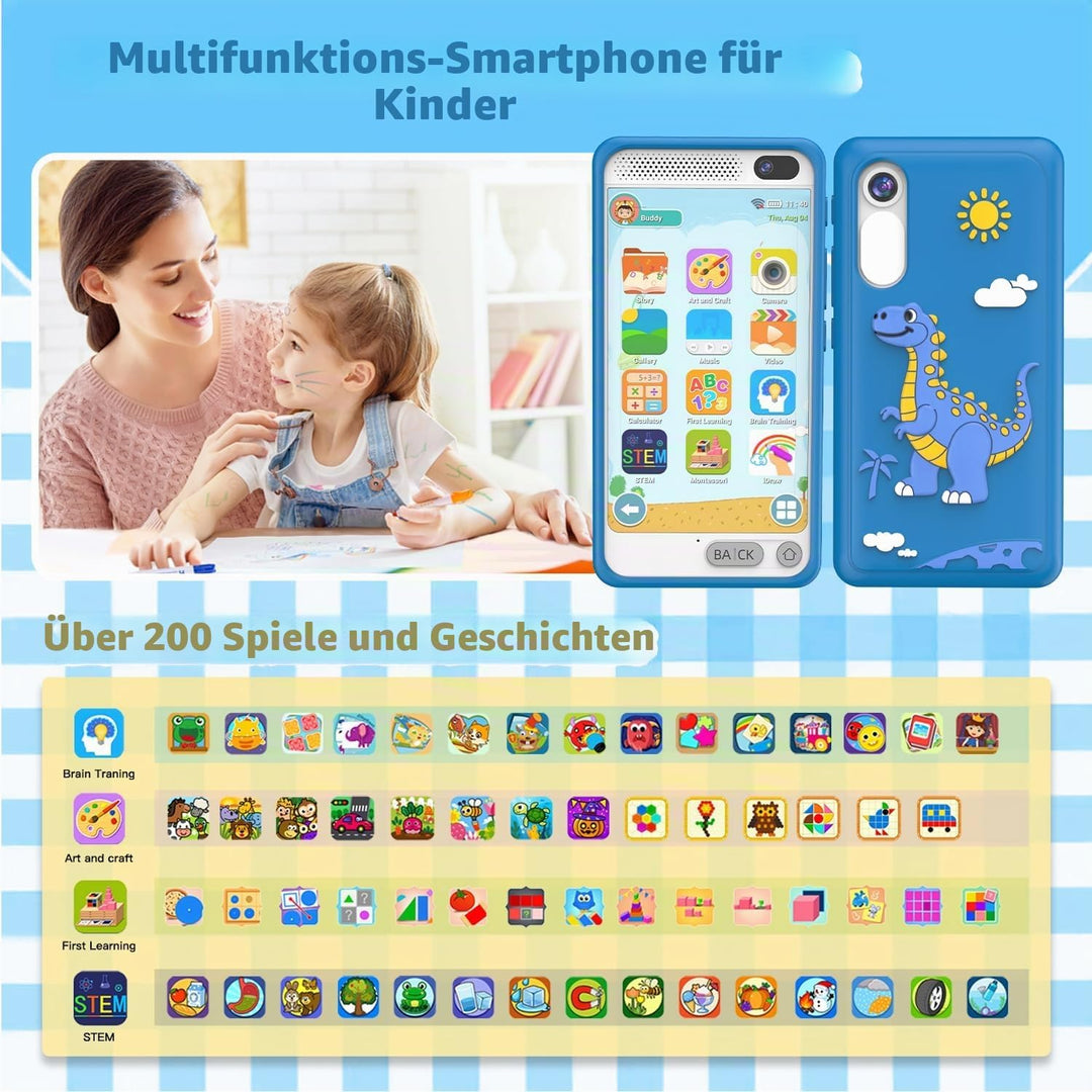 Kinder Handy Smartphone, Kinder Kamera Spielzeug mit Dual-Kamera, Weihnachten Geburtstag Geschenke a