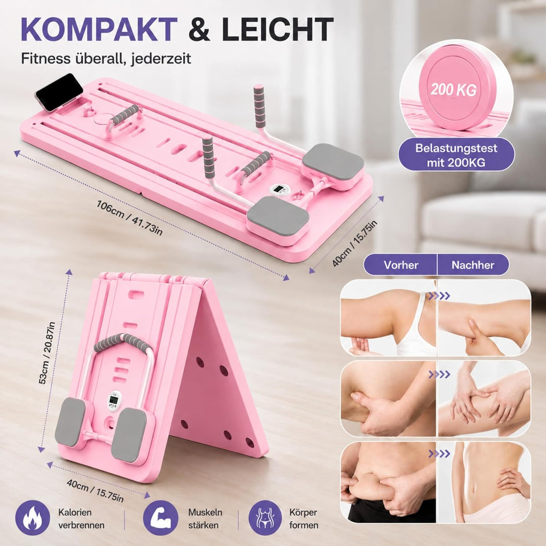 Skay Pilates Reformer Set für Zuhause Pink Pilates Reformer Set Classic, Pink Pilates Reformer Set C
