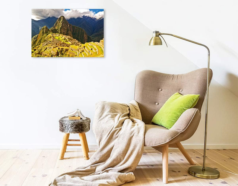 Premium Textil-Leinwand 75 x 50 cm Quer-Format Macchu Picchu | Wandbild, HD-Bild auf Keilrahmen, Fer