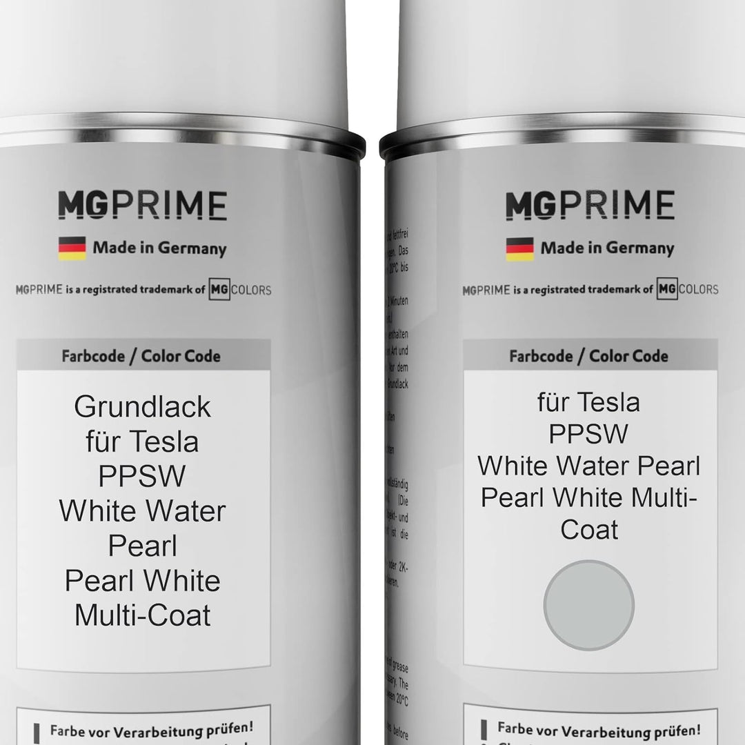MG PRIME Autolack Sprühdosen Set für Tesla PPSW White Water Pearl/Pearl White Multi-Coat Grundlack B