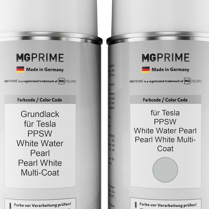 MG PRIME Autolack Sprühdosen Set für Tesla PPSW White Water Pearl/Pearl White Multi-Coat Grundlack B